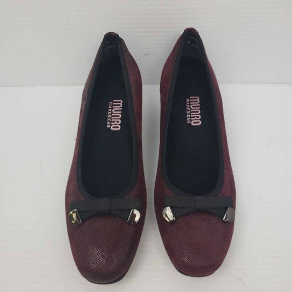 Munro American Womens Randa Heels Deep Wine Leather Textured Slip On Low 6 M New - Picture 10 of 16